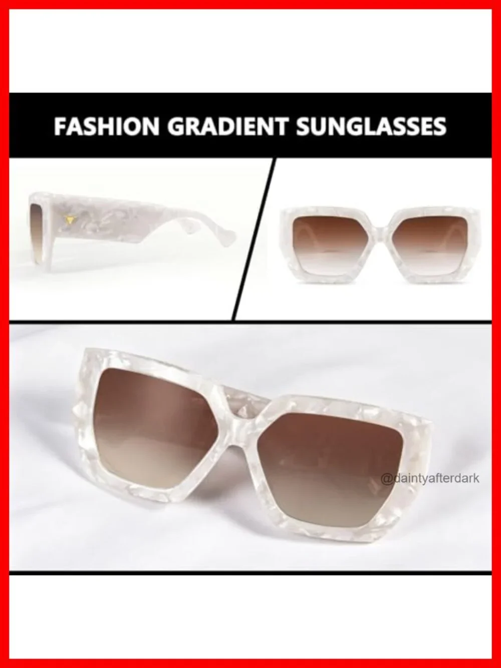 Oversized Square Acetate Sunglasses Women UV400 Retro Trendy Driving